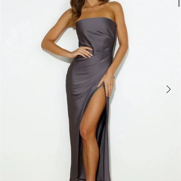 Hello Molly | Dresses | Hello Molly Wow The Guests Satin Maxi Dress  Charcoal | Poshmark